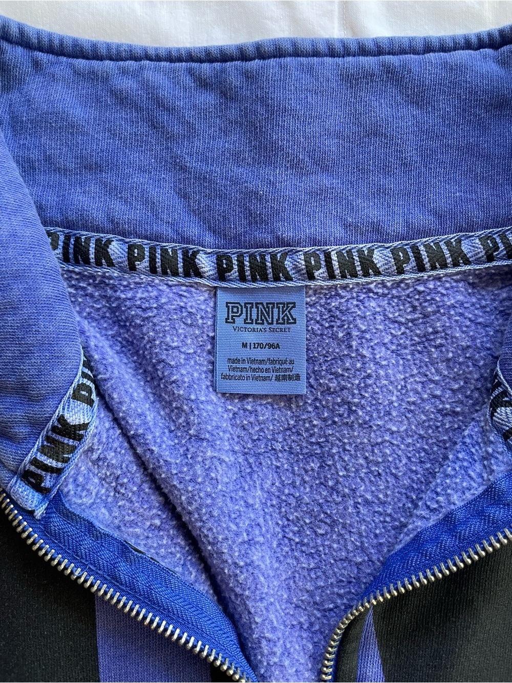 Victoria's Secret PINK women's Purple Half-Zip Sweatshirt with Black Logo Size M - Picture 2 of 2